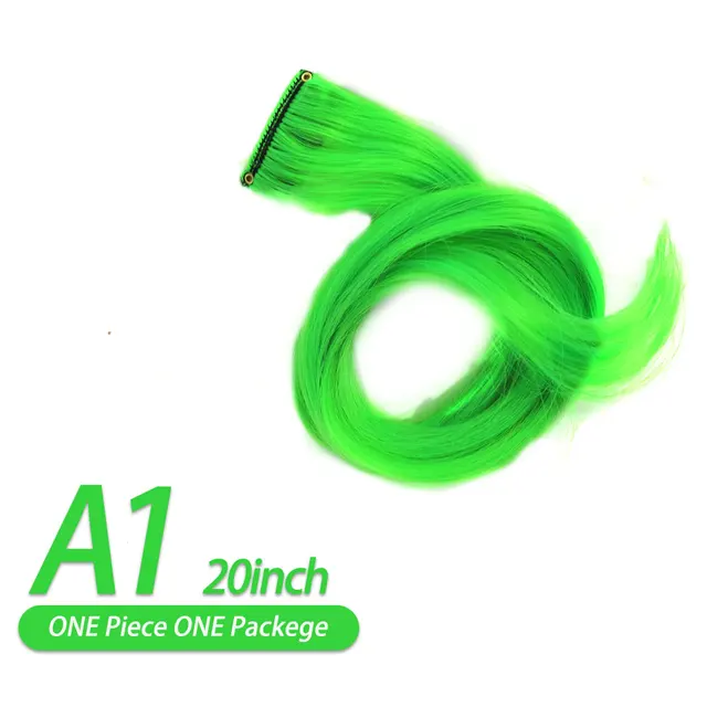 AIYEE Hair Extensions Pure RainBow Hairpiece Clip In Hair Piece Synthetic Long Straight Ombre Pink Red Rainbow Hair Piece A1