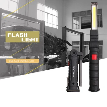 

Portable LED COB Flashlight Torch USB Rechargeable LED Work Light Magnetic COB Lanterna Hanging Hook Lamp For Outdoor Camping