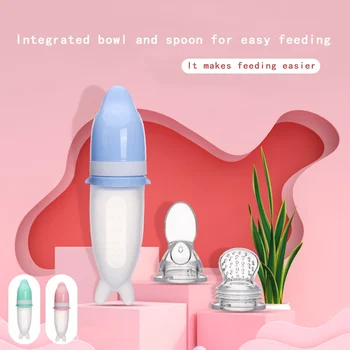 

Newborn Baby Squeeze Feeding Bottle Silicone Food Dispensing Spoon Infant Food Feeder Safe Tool High Quality*
