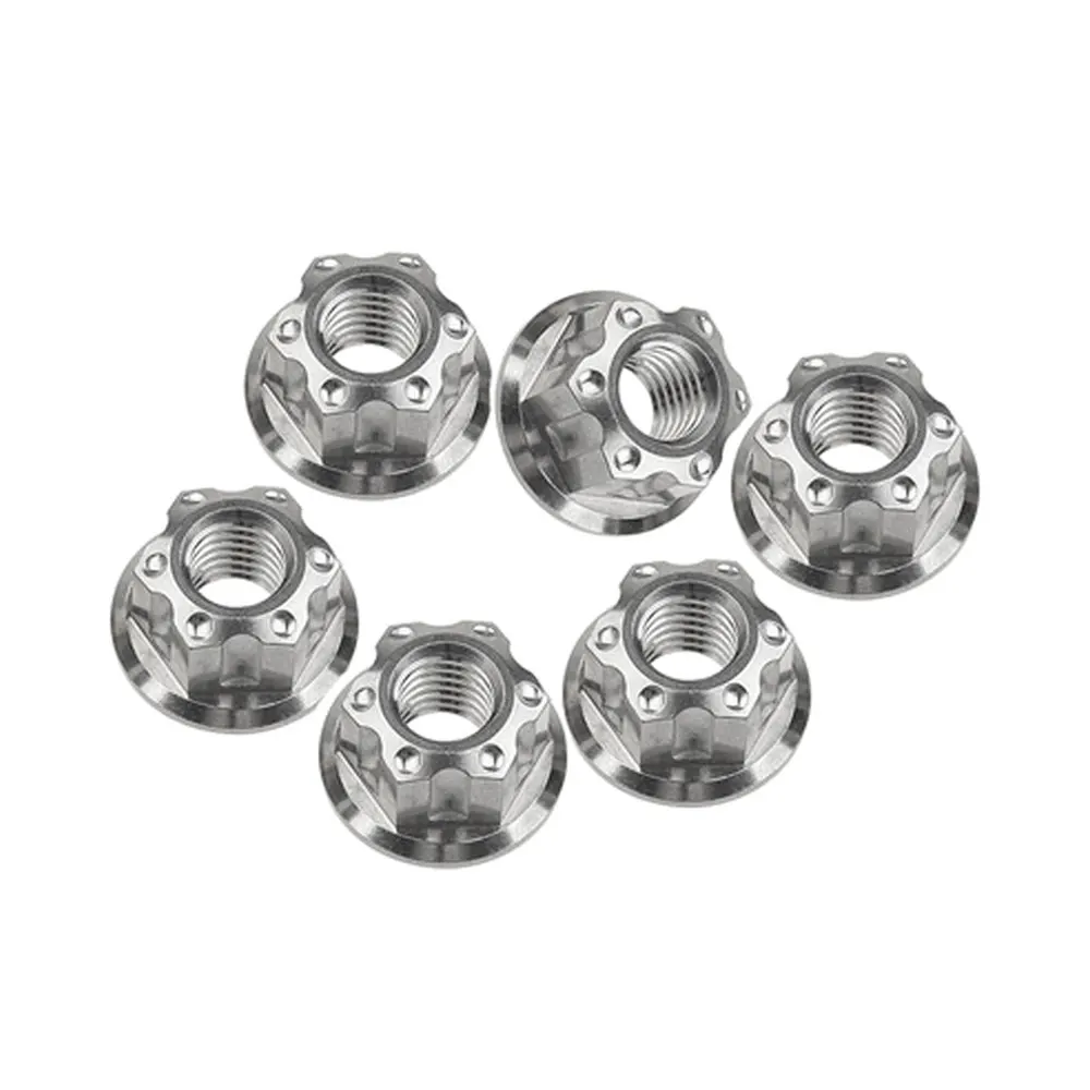 6 pcs titanio hex porcas de flange 01