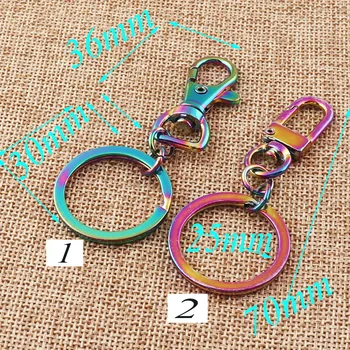 

7 pcs Multicolored Key Chains Parrot Hook KeyChains Snap Charm Push Metal Swivel Snap Rainbow Colorful key ring clasps-70mm