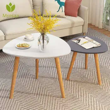 

Mrosaa Wooden Triangle Tea Coffee Table Magazine Shelf Small Bedside End Table Movable Bedroom Living Room Sofa Side Furniture
