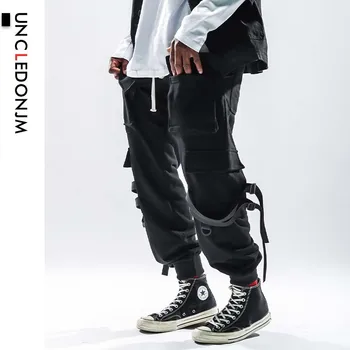 

UNCLEDONJM Men Multi-Ribbon Pocket Track Pants Male Fashion Trousers Elastic Waist Hip Hop Joggers Sweatpants Streetwear 883