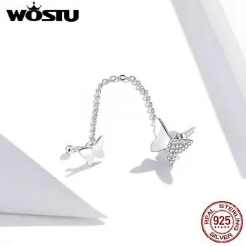 

WOSTU Flying Butterflies Stud Earrings 925 Sterling Silver Tiny Earrings For Women Girls Fashion Lovely Jewelry Gift FIE913