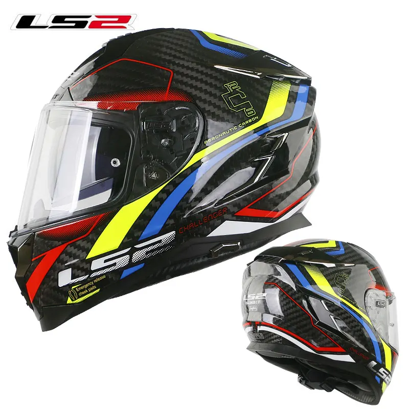 LS2 FF327 In Fibra di Carbonio Challenger Pieno Viso Moto Casco capacete ls2  Helemt Con Sole Interiore len Uomo Donna Da Corsa Casco moto|Helmets| -  AliExpress