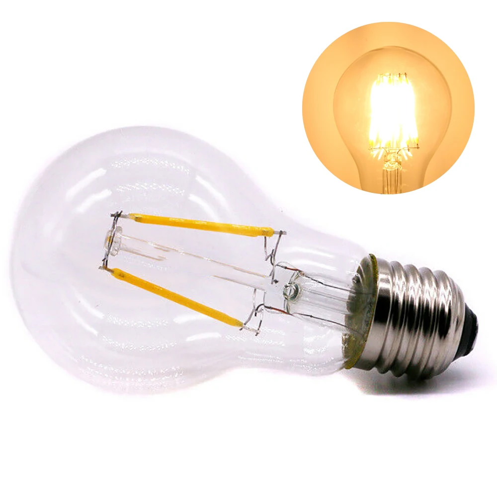 Ретро лампа Эдисона A60 E27 110V 220V 2W 4W 6W нить накаливания лампа винтажная лампочка эдисона прочная и удобная