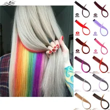 Xuanguang em linha reta feminino de alta temperatura sinttetico grampo no cabelo extensao roxo rosa vermelho azul rosa colorido