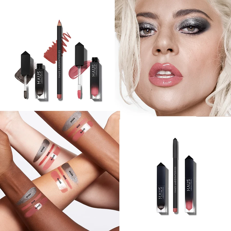 HAUS OF METALHEAD Lady gaga makeup haus laboratories набор универсальных многогранных блестящая жидкая тени для век& LE RIOT блеск для губ& панк жидкий EYELIENER - Цвет: HAUS OF METALHEAD
