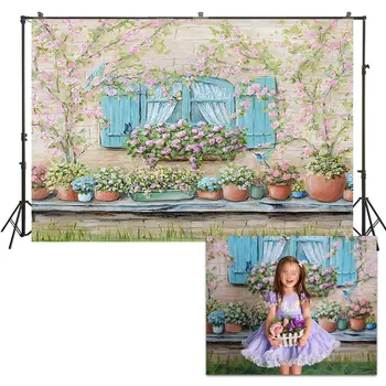 

Oil Painting Backdrop Spring Floral Windowsill Background Photo Video Background Portrait Photoshoots Wallpaper Kids Pictures