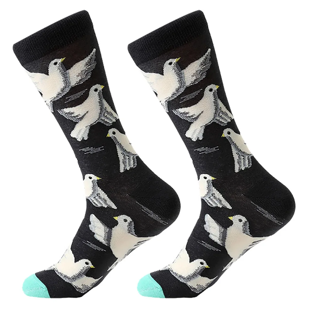 Quaslover, 1 пара, мужские цветные носки рождественские хлопковые Компрессионные носки зимние носки с изображением счастливых животных модные подарки для мужчин и детей - Цвет: Pigeon