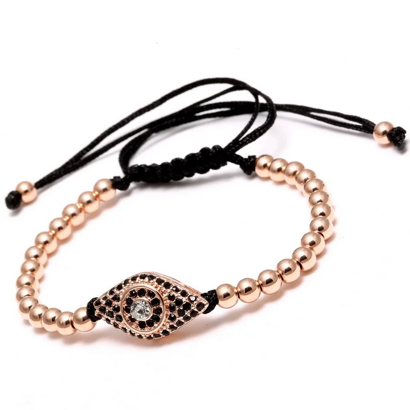 Rose gold Микро-инкрустированный Циркон глаза дамы браслет темперамент дикий Унисекс Браслет на удачу Ретро стиль модный браслет в подарок - Окраска металла: Rose gold