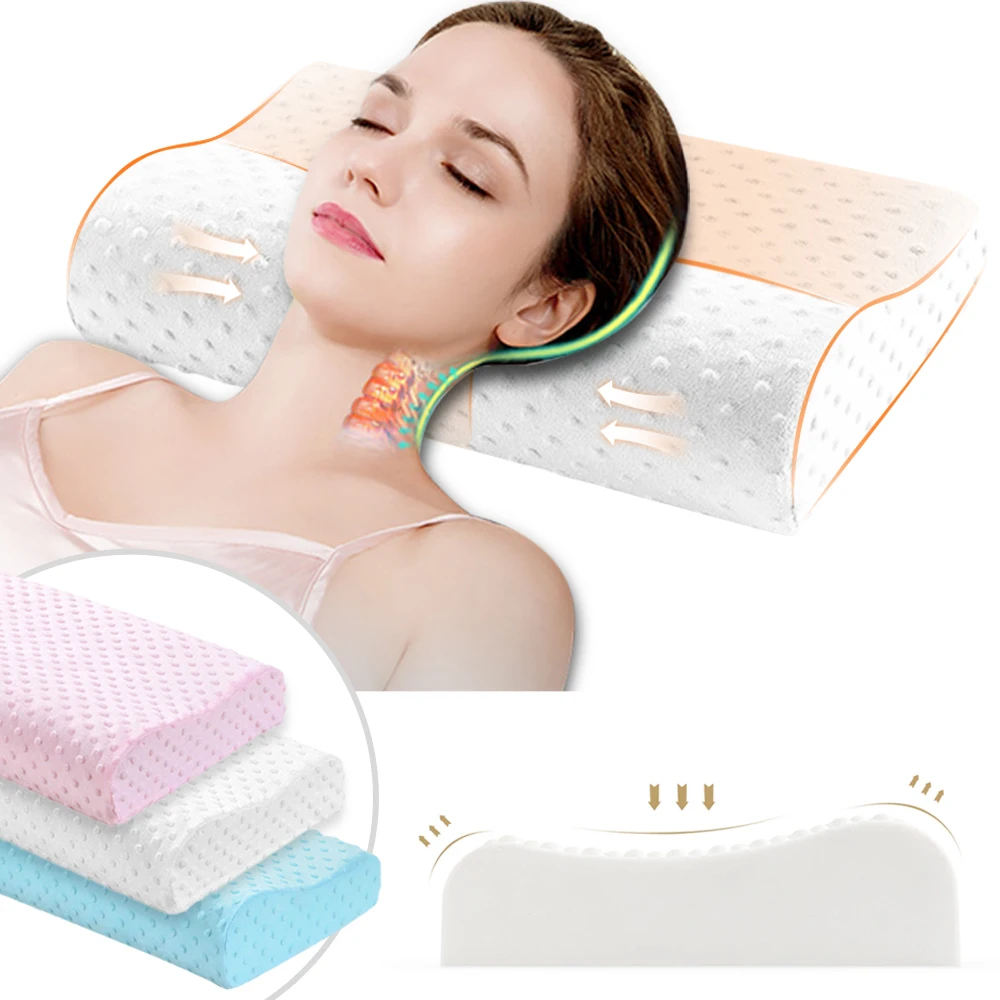 Подушка из пеноматериала с эффектом памяти, Бамбуковая подушка для шейки матки, Ортопедическая подушка для шеи, поддержка спины, забота о здоровье, волокно, медленный отскок, мягкая
