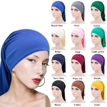 Fashion Women Muslim hats Hijab Scarf Inner Hijab Caps Ladies Islamic Headband Turban Headwrap Hairband solid color underscarf