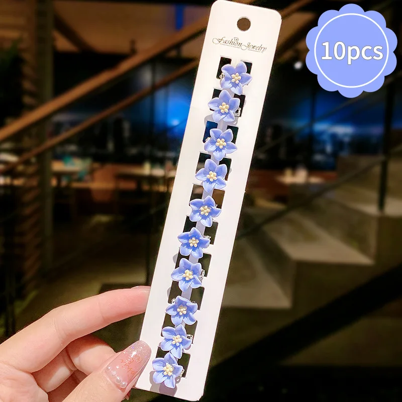 10pcs Small Flower Buckle Hair Clips Hairpins for Women Girls Fashion DIY Hair Styles Holder Hair Pins Claws Hair Accessories