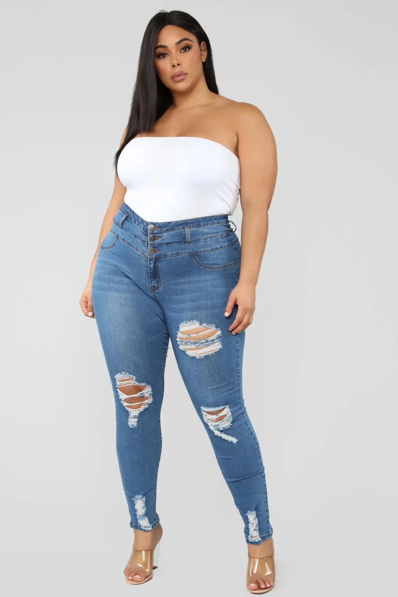 Oversized Jeans Woman Ripped Holes Hole 