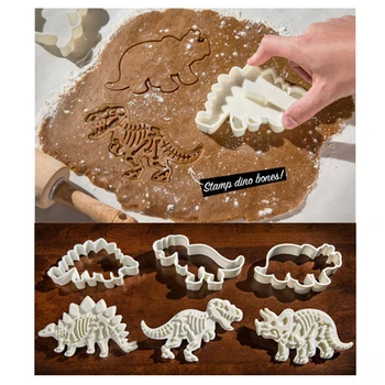 3D Dinosaur Cookie Cutters Mold Dinosaur Biscuit Embossing Mould Sugarcraft Dessert Baking Silicone Mold for Sop Cake Decor Tool 1