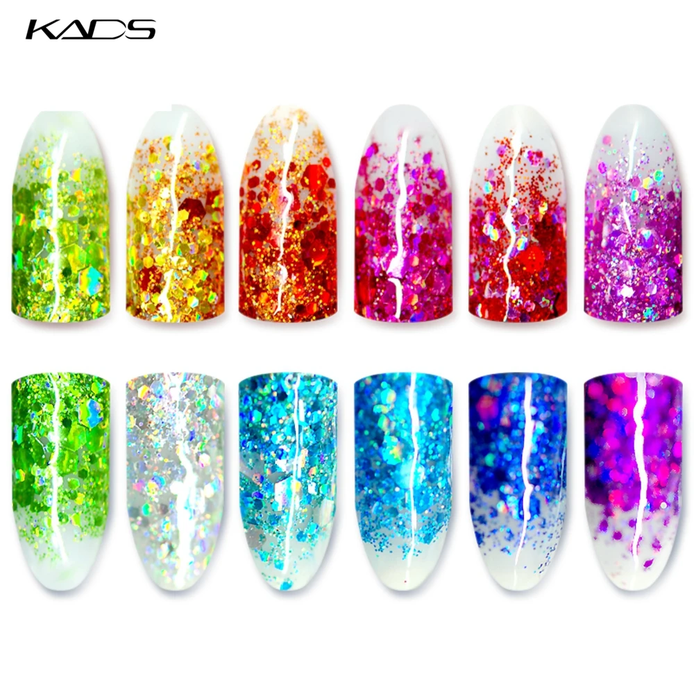 KADS НОВОЕ Прибытие MIX Ногтей Порошок. Nail Art Украшение Блеск Порошок для блеск
