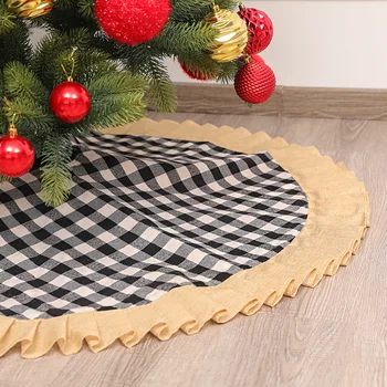 

2Pcs Skirt Under The Christmas Tree Decorations Plaid New Year Decor Covers Arbol Christmas Tree Carpet 120Cm for Home Xmas Hot
