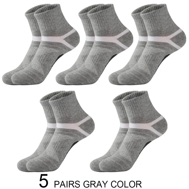 High Quality 5 Pairs Lot Men's Cotton Socks Black Sports Socks Casual Run Summer Socks Men Breathable Male Sock Sokken Size38-43 5 pairs gray