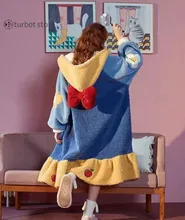 

New Fashion Cute Fairy Tale Princess Pajamas Coral Flannel Soft Warm Bathrobe Winter Home Wear