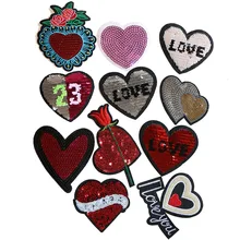2 шт. различные формы сердечек, значок с блестками, железные нашивки для одежды, сделай сам, полосатая одежда, лоскутные наклейки, значки на заказ