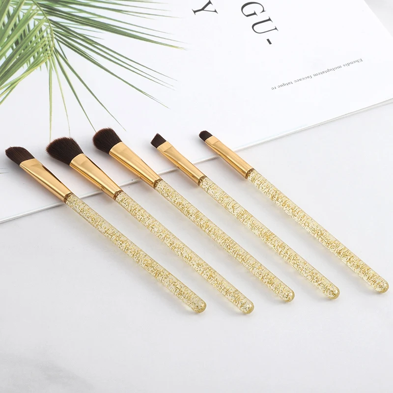 

5 Pcs Glitter Crystal Handle Makeup Brushes Set Eyeliner Eyebrow Eyeshaodw Brush Concealer Powder Face Make Up Brushes Cosmetics