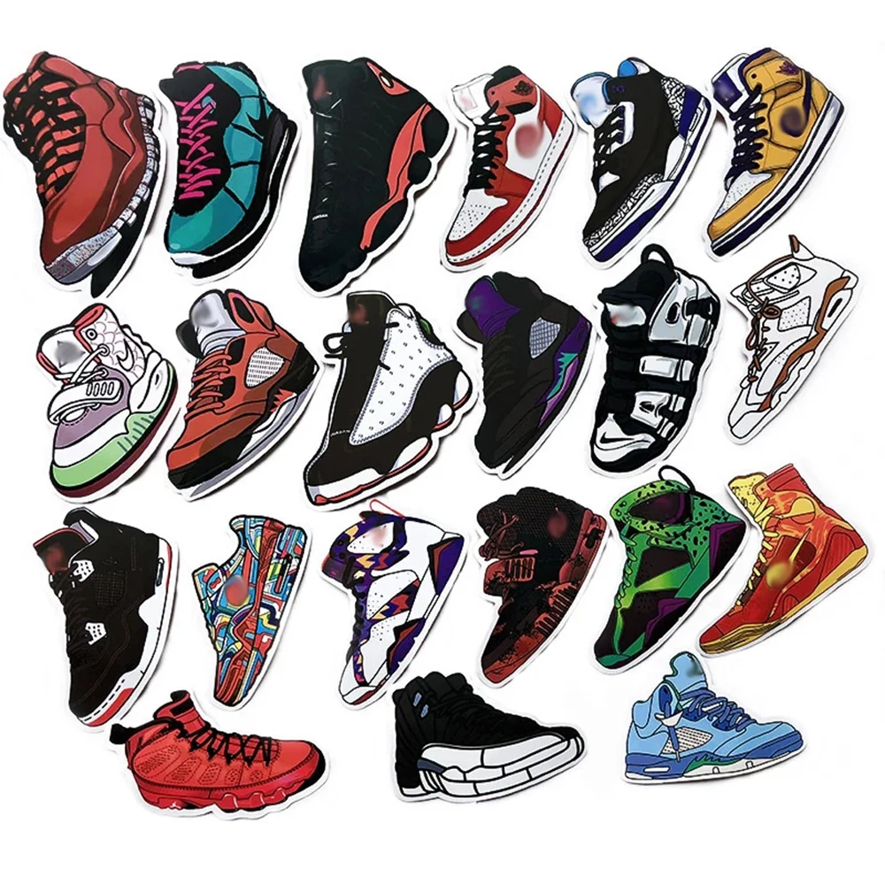 10/50Pcs Cartoon Sneaker Basketball Shoes Stickers Suitcase Laptop Skateboard Fridge Luggage Canvas Sticker Waterproof PVC Decal
