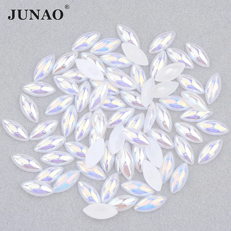JUNAO 5*10 мм 7*15 Белый AB Цвет конский глаз плоский жемчуг имитация жемчуга бусины