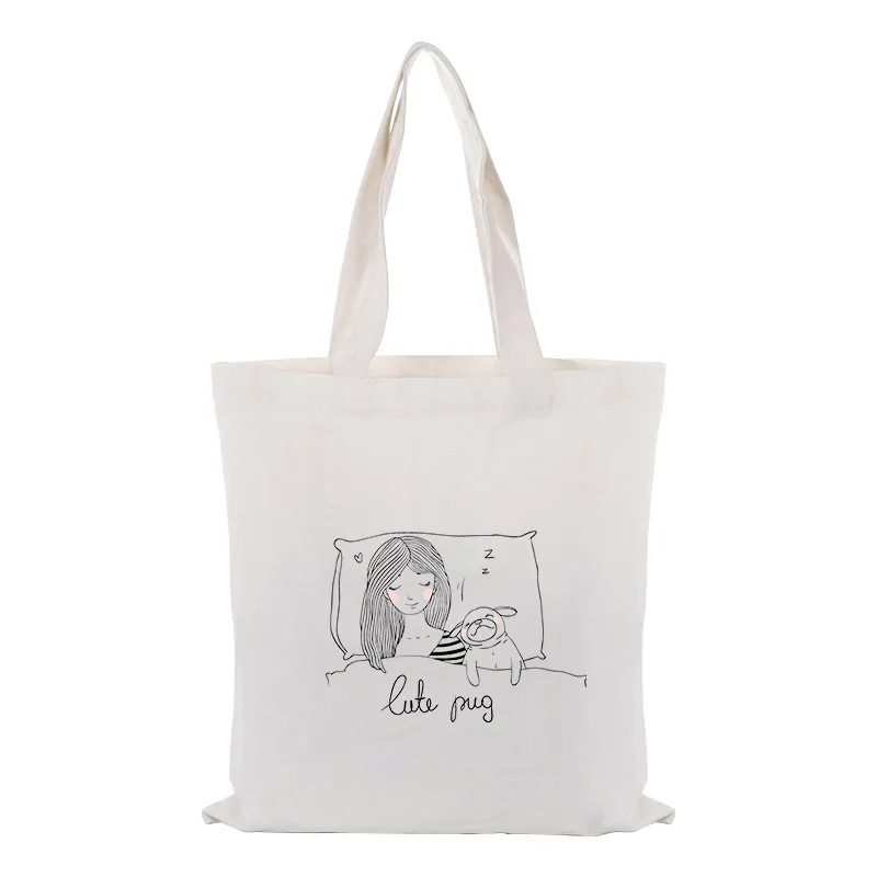 

ILLUSTRATION Canvas Tote Bag Daily Use DIY Custom Print Logo Eco Ecologicas Reusable Shopping Bag Recycle