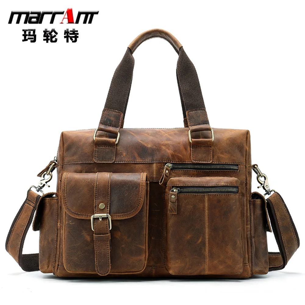 

Travel Big Capacity Cowhide Single Shoulder Hand Cross Section Outdoor Business Trip Portable Luggage Bag 8537