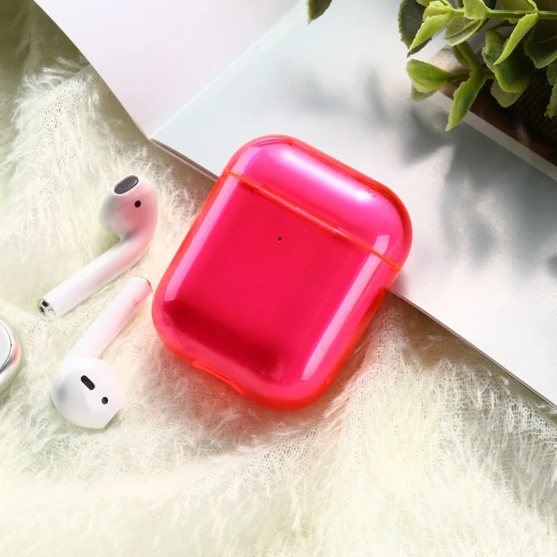 Чехол карамельного цвета для AirPods, чехол, Роскошный милый прозрачный жесткий чехол на AirPods Apple, чехол, протектор для Air Pod, чехол s, чехлы - Цвет: Rose Red