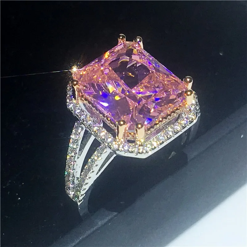 Choucong роскошное кольцо большой квадрат 6ct AAAAA cz камень серебро обручальное кольцо для женщин вечерние ювелирные изделия