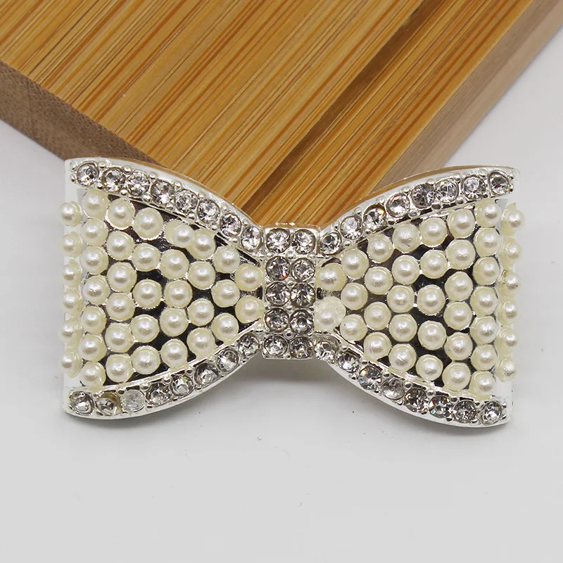 Новинка 5 шт. 21X38 мм жемчужный бант на пуговицах серебристый металл для свадьбы