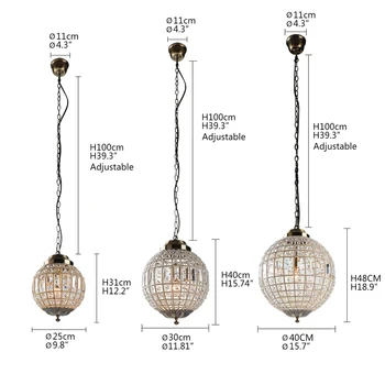 

Modern Chandelier Lamp Lustres Lights Vintage Royal Empire Ball LED Crystal E27 for Living Room Bedroom Lobby Restaurant Hotel