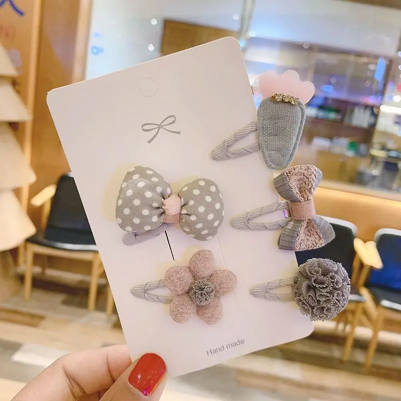 Girls Hair Accessories 5/6pcs/Set Hair Clips for Girls Baby Cute Cartoon Animal Kids Hairpins Flower Barrettes Headdress