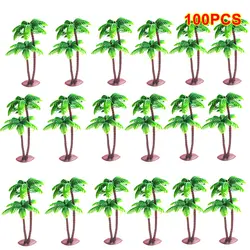 100 шт 13,5x10 см Пластиковые имитирующие модели растений украшения дерева для садоводства сцены песка стол микроландшафт-кокосовые деревья