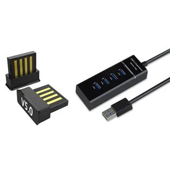 

1 Pcs USB3.04 Port HUB Hub Computer USB Multi-Interface Splitter & 1 Set Bluetooth 5.0 USB Transmitter Receiver