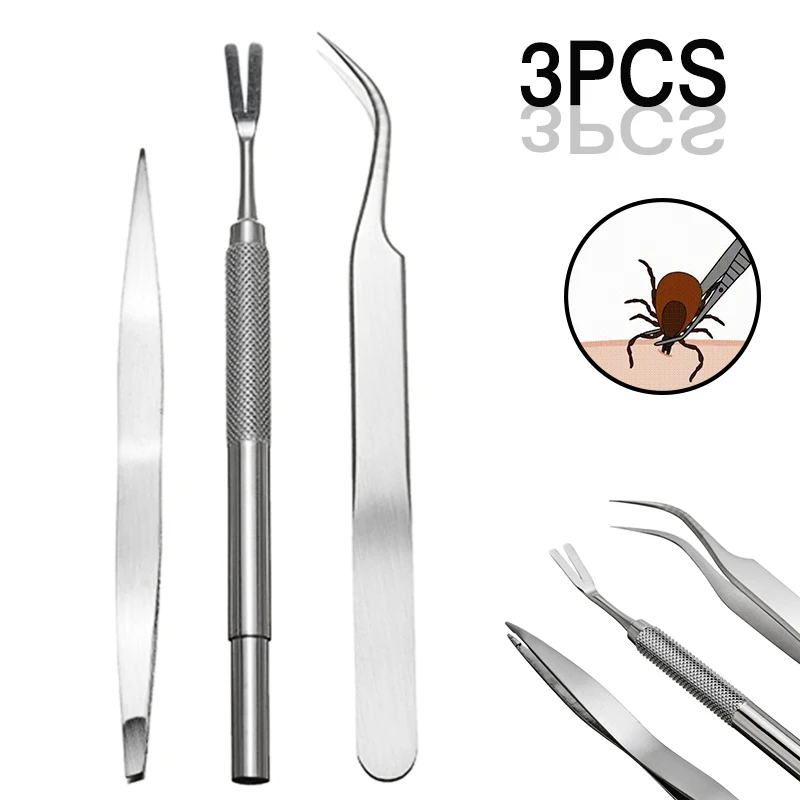 3 шт./компл. Нержавеющая сталь кошка собака Tick Remover Пинцет инструмент Домашние животные блохи вши Пинцет зажим для домашних животных аксессуары для собак