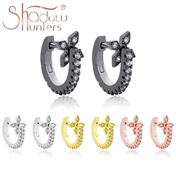 

SHADOWHUNTERS Rotatable Cross Earrings Silver sterling 925 Windmill Huggies Hoop Earrings Detachable For Women Creative Jewelry
