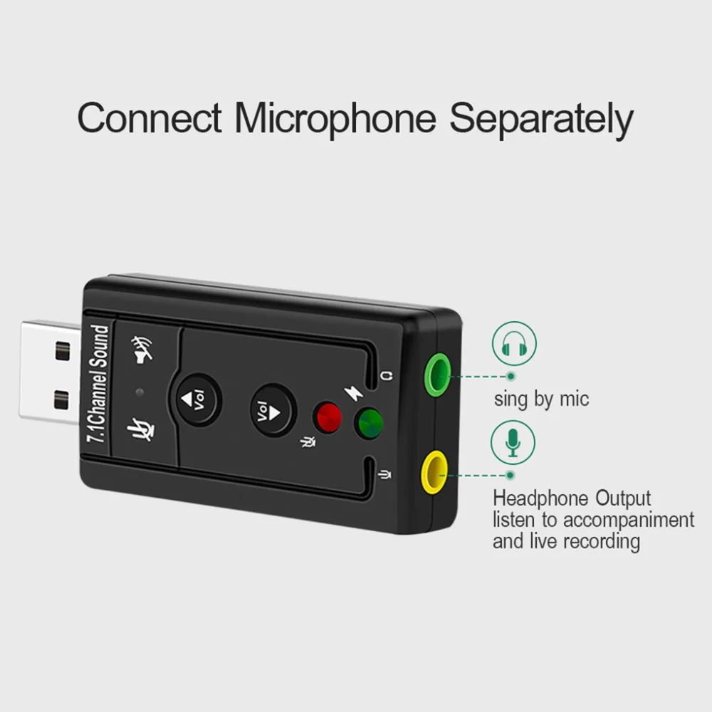 7,1 USB звуковая карта USB к разъему 3,5 мм наушники микрофонный аудио, адаптер Звуковая карта для Mac Win Compter Android