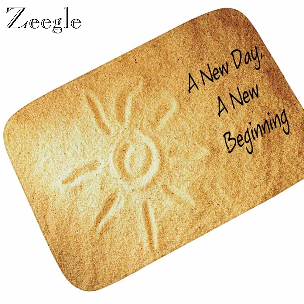 Zeegle Floor Mat Beach Printed Doormat for Entrance Door Anti Slip Bathroom Carpet Kitchen Floor Rug Absorbent Hallway Carpet