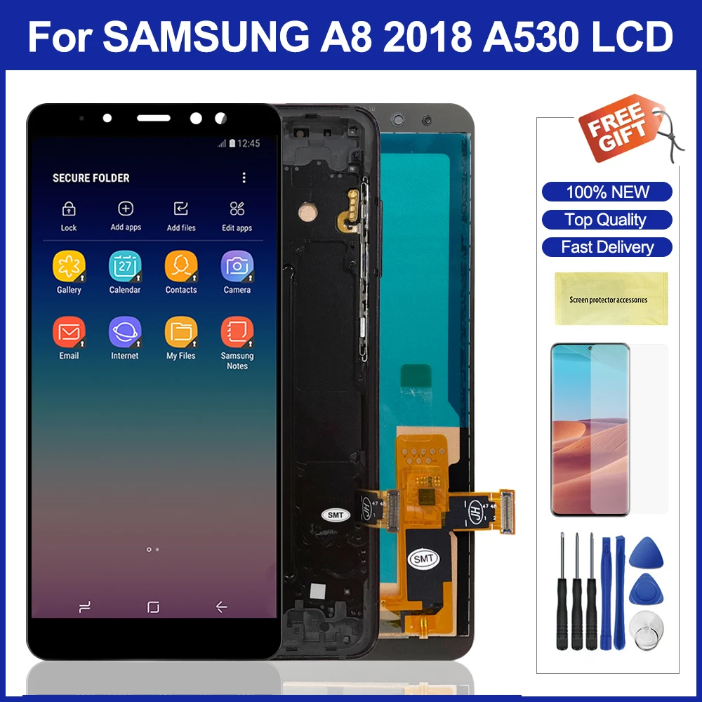 ЖК дисплей 5 6 ''A530 с рамкой для Samsung Galaxy A8 2018 A530 сенсорным экраном дигитайзер в