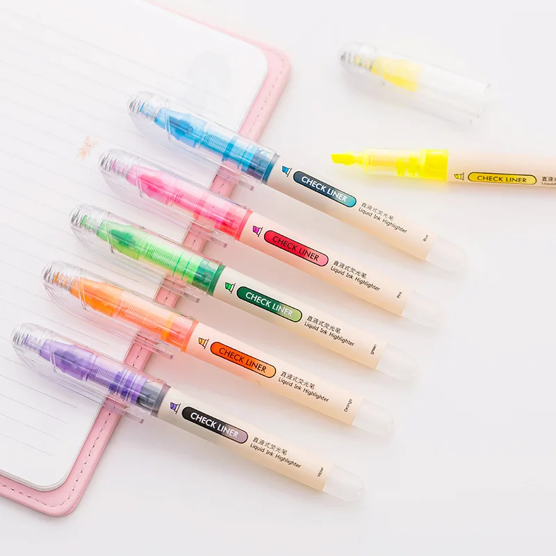 Highlighter Marker Highlighter Pen Straight Liquid Highlighter 6 Colors Choose