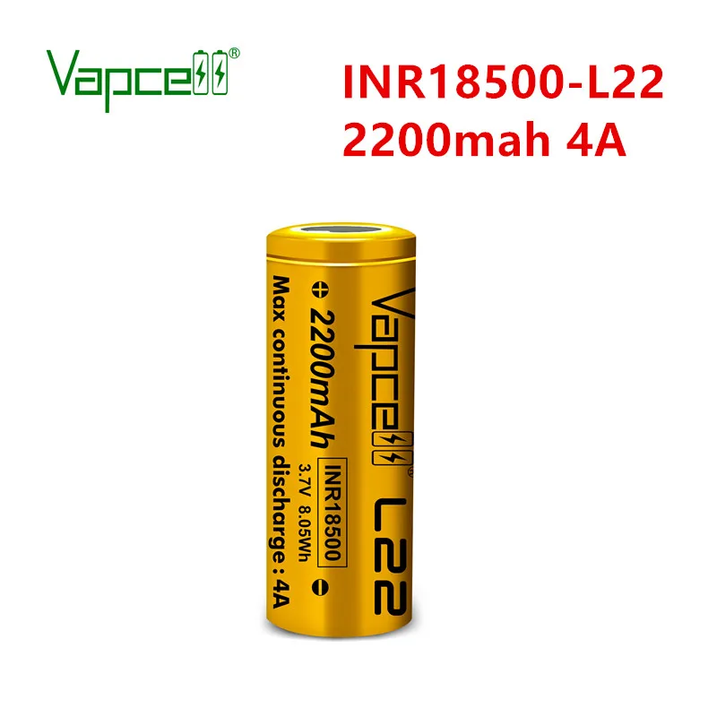 Бесплатная доставка QZ Vapcell INR18500 2200 мАч 4A L22 Втч перезаряжаемая литиевая батарея