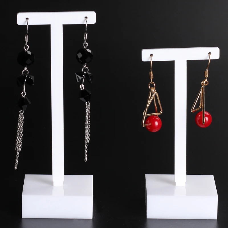 High Quality 2pcs/set White Acrylic Earrings Holder Showcase Jewelry Display Stand Earring Showing Rack Shelf | Украшения и