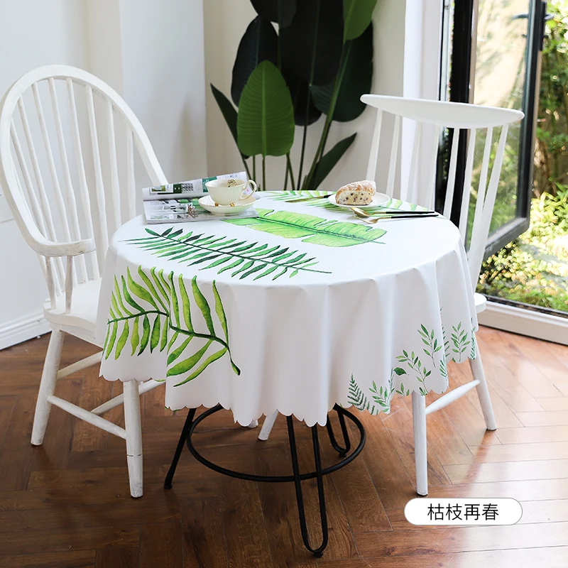  RZCortinas Table Cover Round Party Wedding Home Table Cloth Flamingo Leaf Printed PVC Tablecloth fo