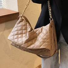 

Quilted Plaid Messenger Bag Lady Chain Leather Shoulder Bag Diamond Lattice Handbags Women's Embroidery Thread Crossbody Bag Sac