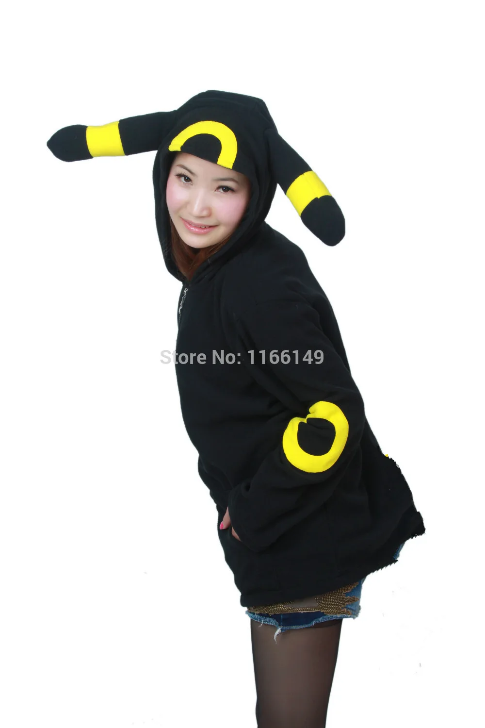 Черная толстовка с капюшоном для косплея животных Аниме монстр Umbreon свитшоты
