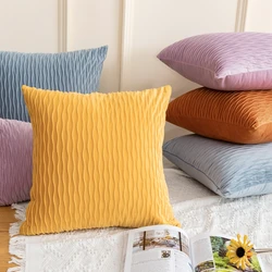 JUNBIE Wave Striped Velvet Square Pillow Case Decorative Throw Pillow Cover Soft Cushion Case for Sofa Couch Bedroom Car Wedding JUNBIE Wave Striped Velvet Square Pillow Case Decorative Throw Pillow Cover Soft Cushion Case for Sofa Couch Bedroom Car Wedding