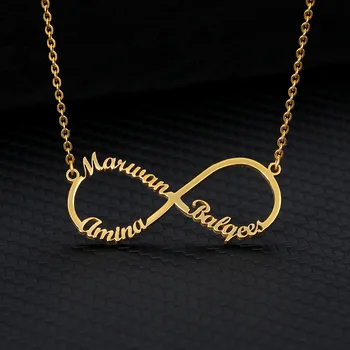 

Infinity Name Stainless Steel Necklace Infinite Pendant Women Personalized Name Customized Gold Chain Necklaces For Women Gift